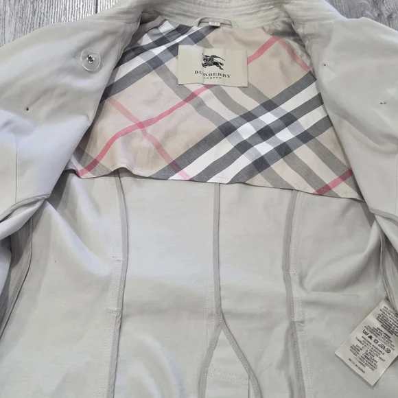 Burberry Light Gray Double-Breasted Trench Coat - Picture 13 of 17
